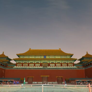 Majestic night view of the Forbidden City, Beijing's iconic heritage site, featuring traditional Chinese architecture.